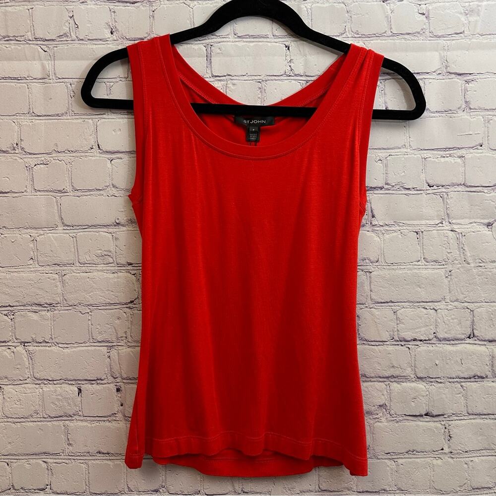 St. John Red Tank Top Women's Small NWT Gold Logo